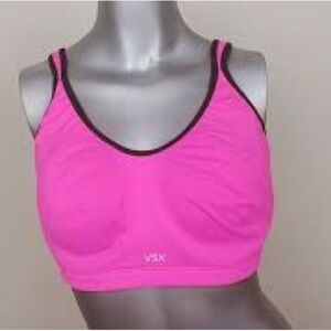 Victoria's Secret VSX Sport Bra 36D Vibrant Pink Padded Underwire Black Trim